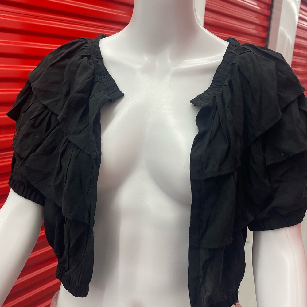 Aris Black Ruffled Blouse